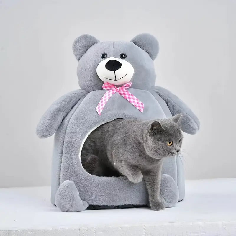 Warm Portable Bear Pet Bed for Cats and Small Dogs